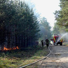 Akcja gaśnicza w lesie 